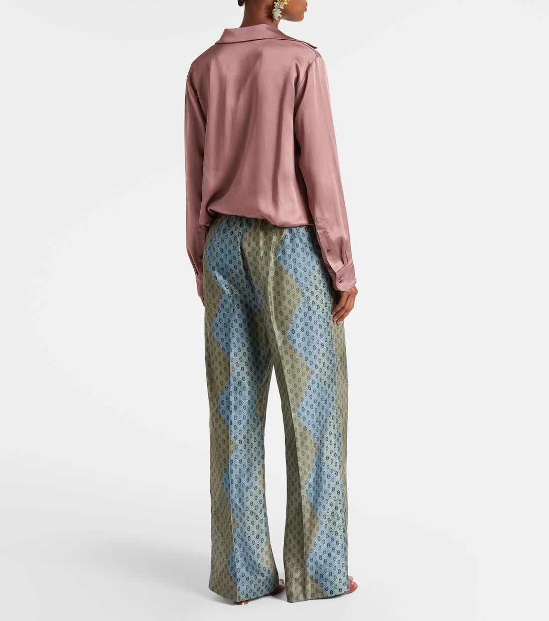 Dries Van Noten - Printed silk satin straight pants