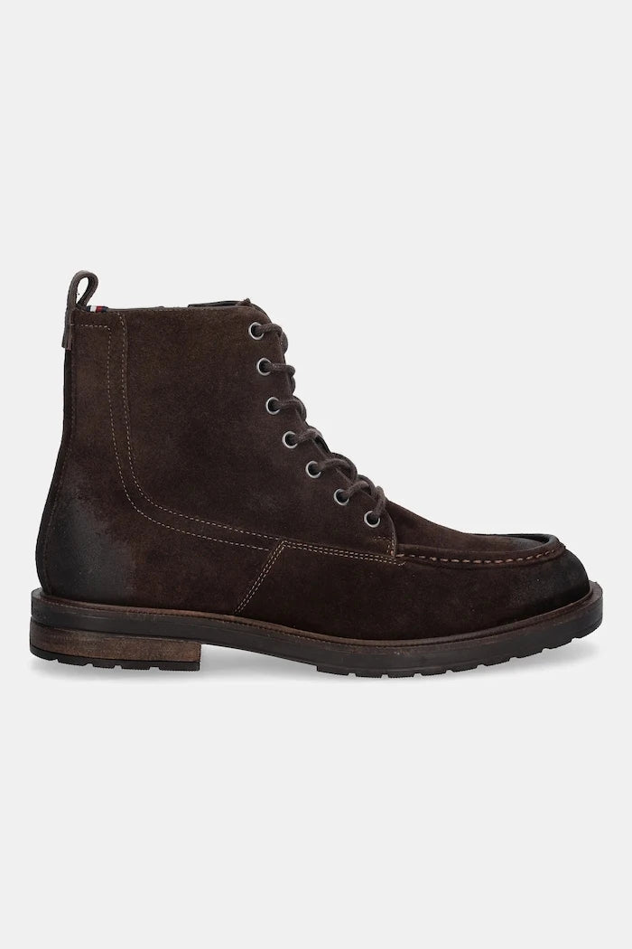 Велурени обувки Tommy Hilfiger CLEATED HILFIGER W SDE MOC BOOT