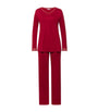 Red Cotton Lace-Trim Pyjama Set