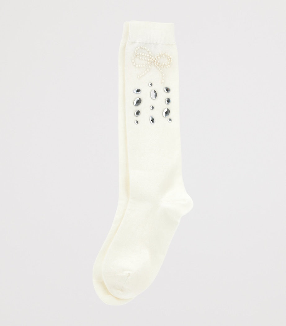 Monnalisa Rhinestone- and Bow-Embellished Socks