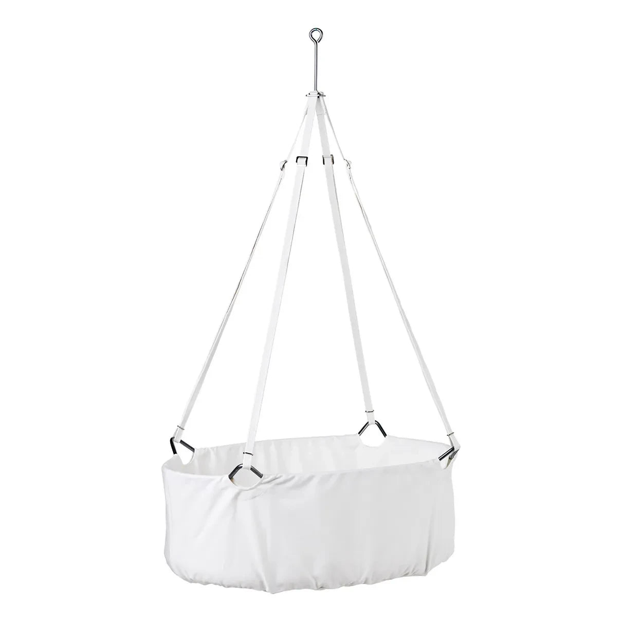 Leander - Cradle with mattress, strap and canopy | White