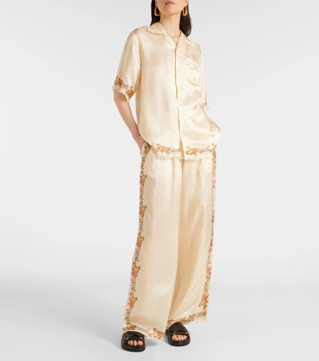Marni - Printed satin straight pants