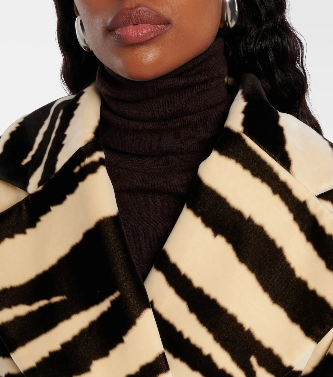 Nina Ricci - Zebra-print cotton velvet wrap coat