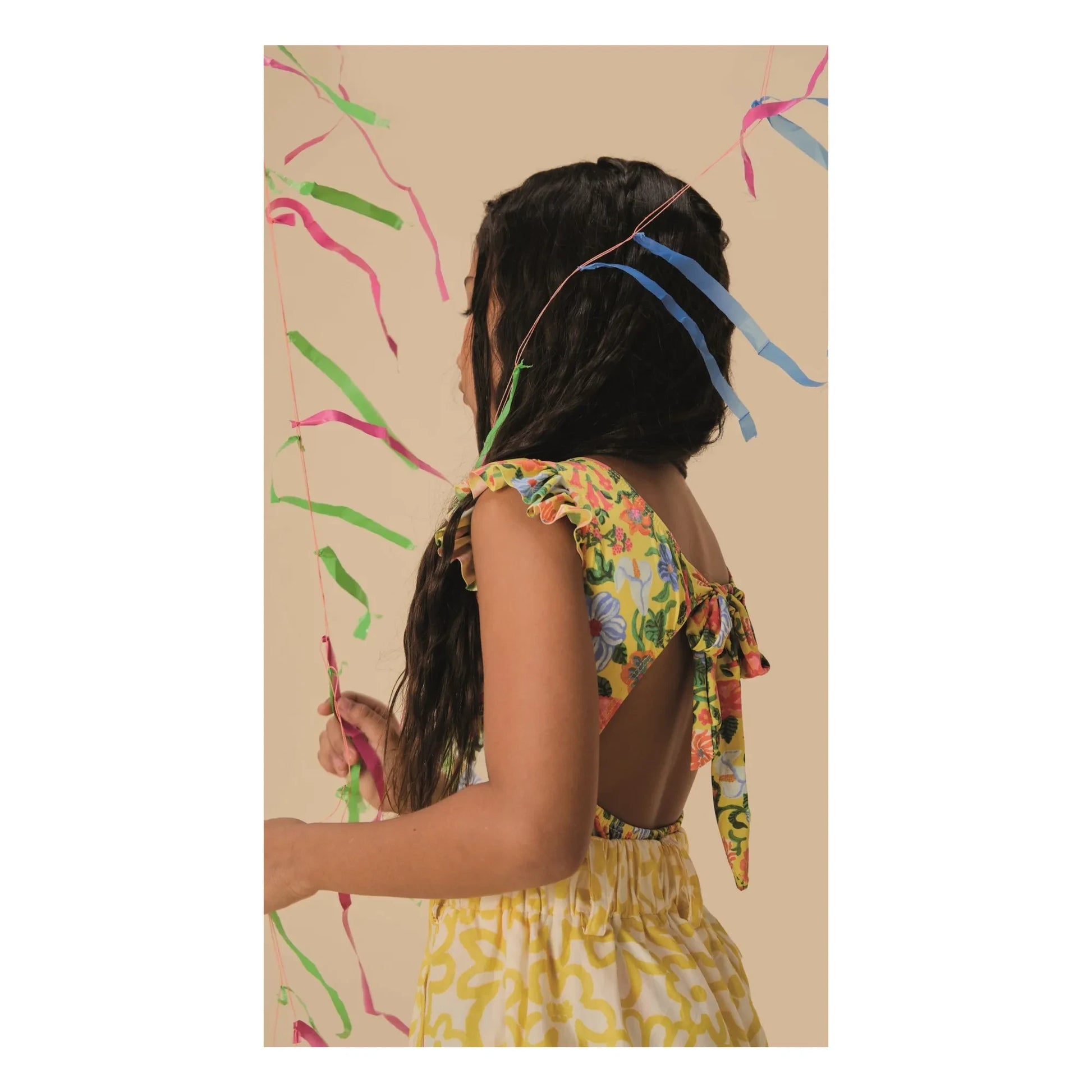 Fabula - 1 Piece Swimsuit Flounced Flowers | Yellow