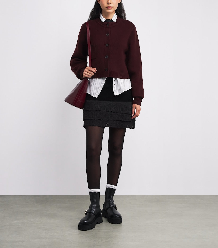 Claudie Pierlot Black Velvet-Effect Mini Skirt