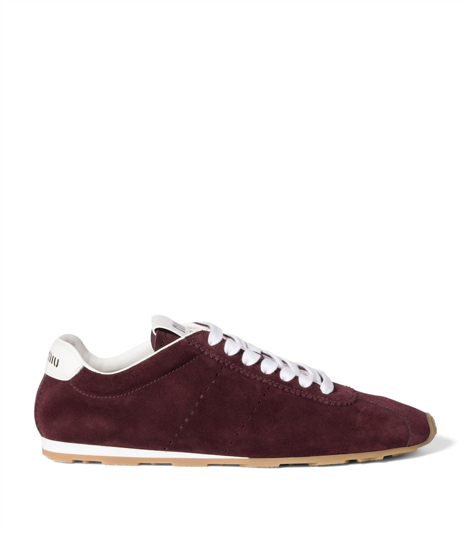 Burgundy Suede Plume Sneakers