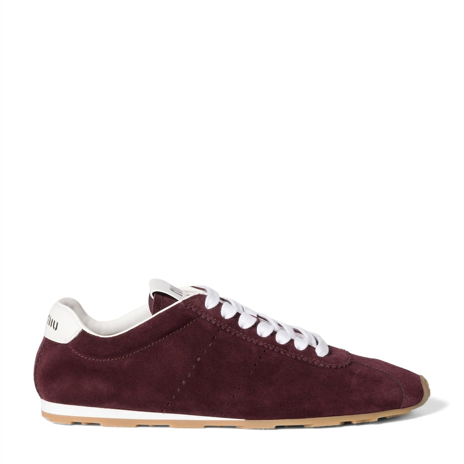Burgundy Suede Plume Sneakers