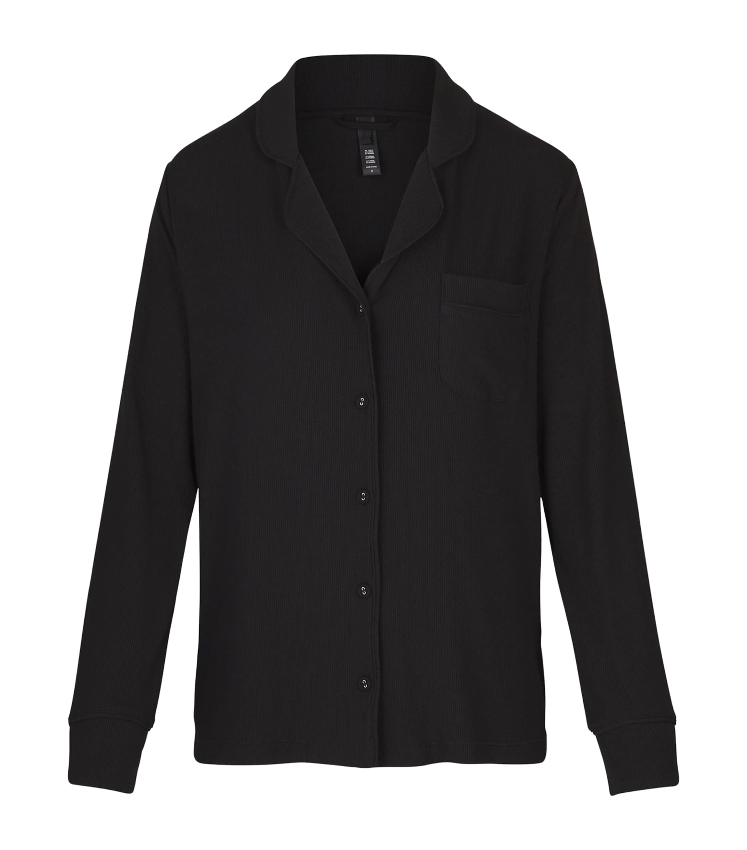 Skims Black Soft Lounge Ribbed Pyjama Set