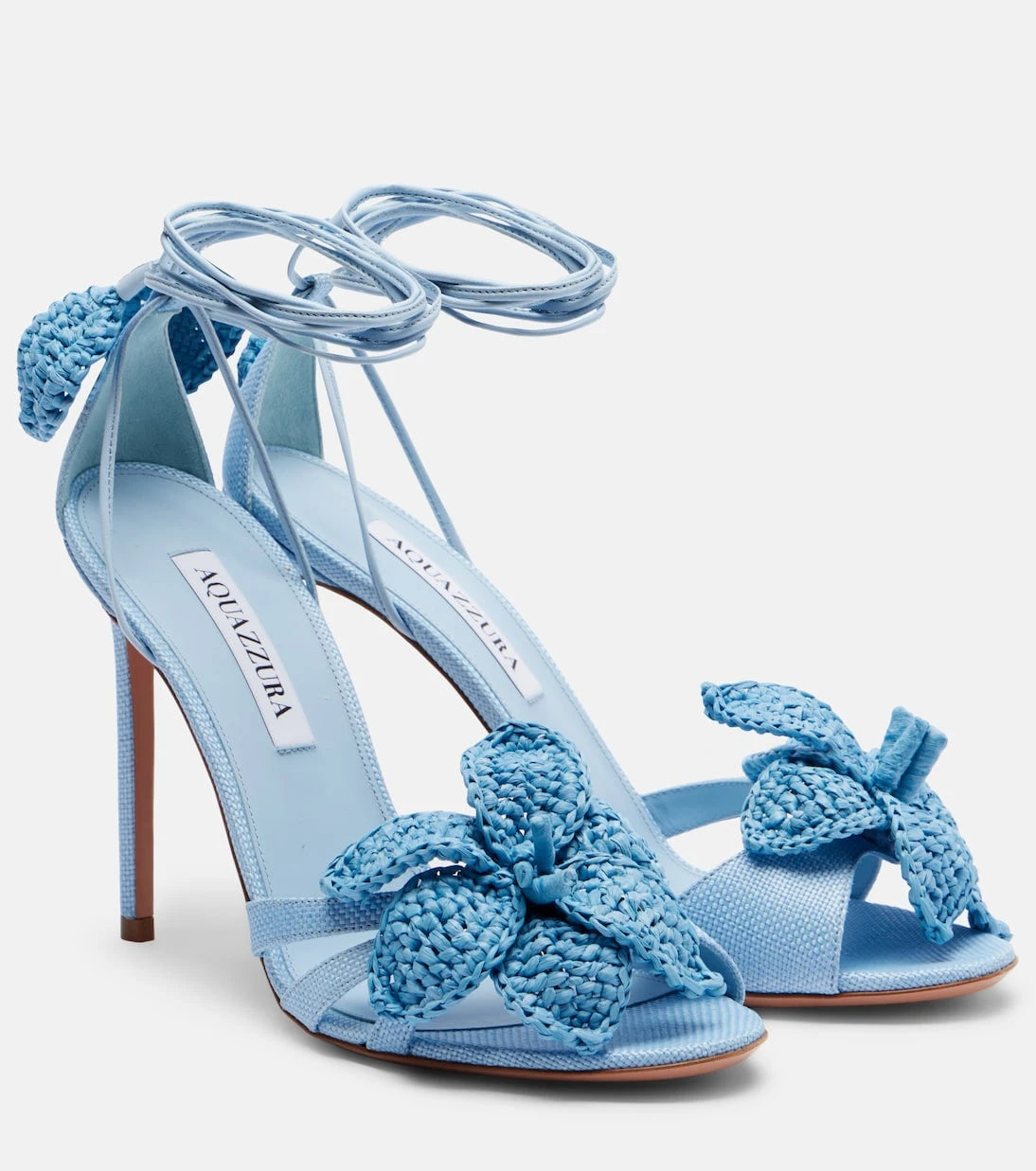 Aquazzura - Calypso leather-trimmed raffia sandals