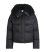 Yves Salomon Black Waterproof Fur-Trim Down Jacket