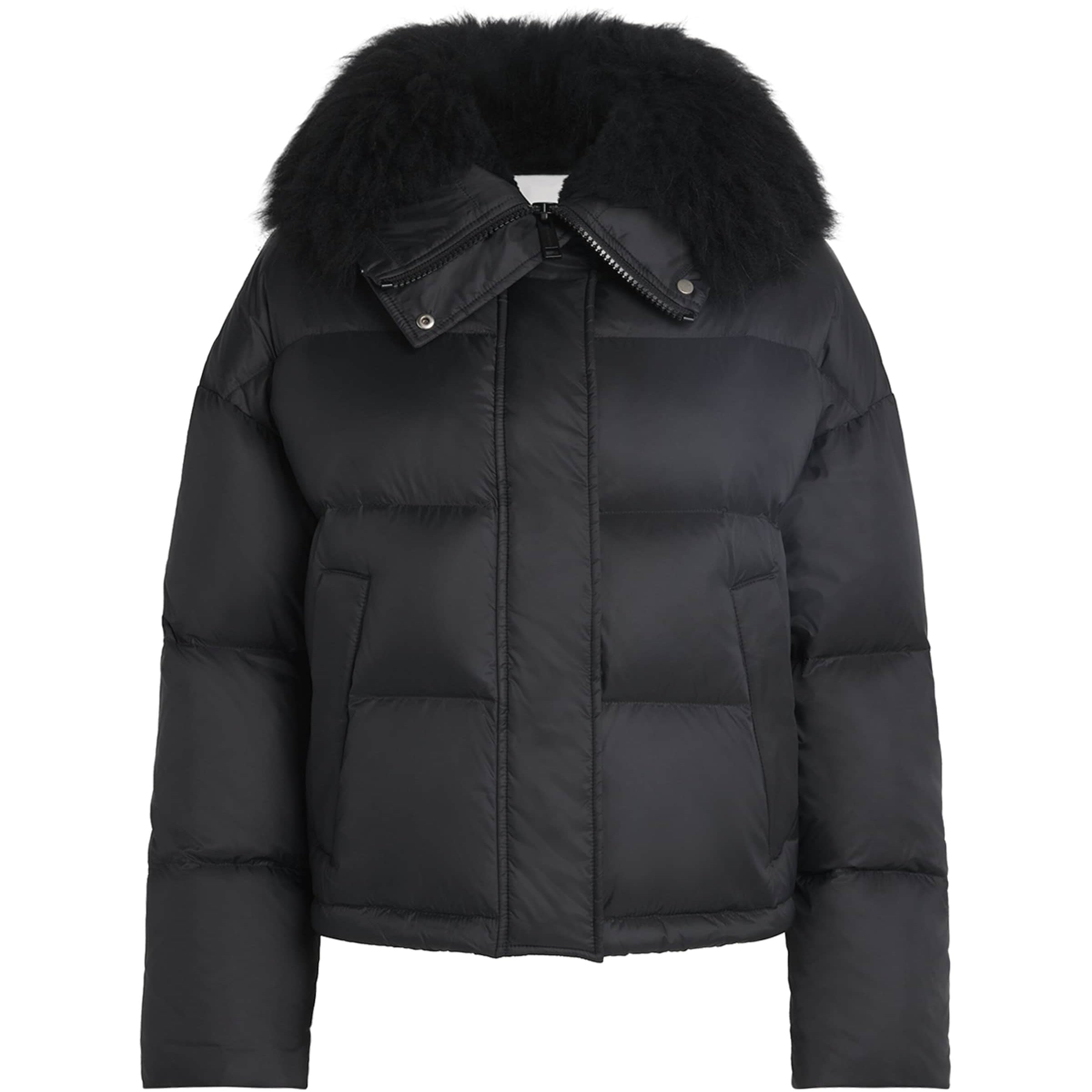 Yves Salomon Black Waterproof Fur-Trim Down Jacket