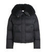 Yves Salomon Black Waterproof Fur-Trim Down Jacket