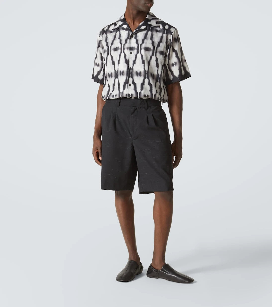Commas - Heathered cotton and wool shorts
