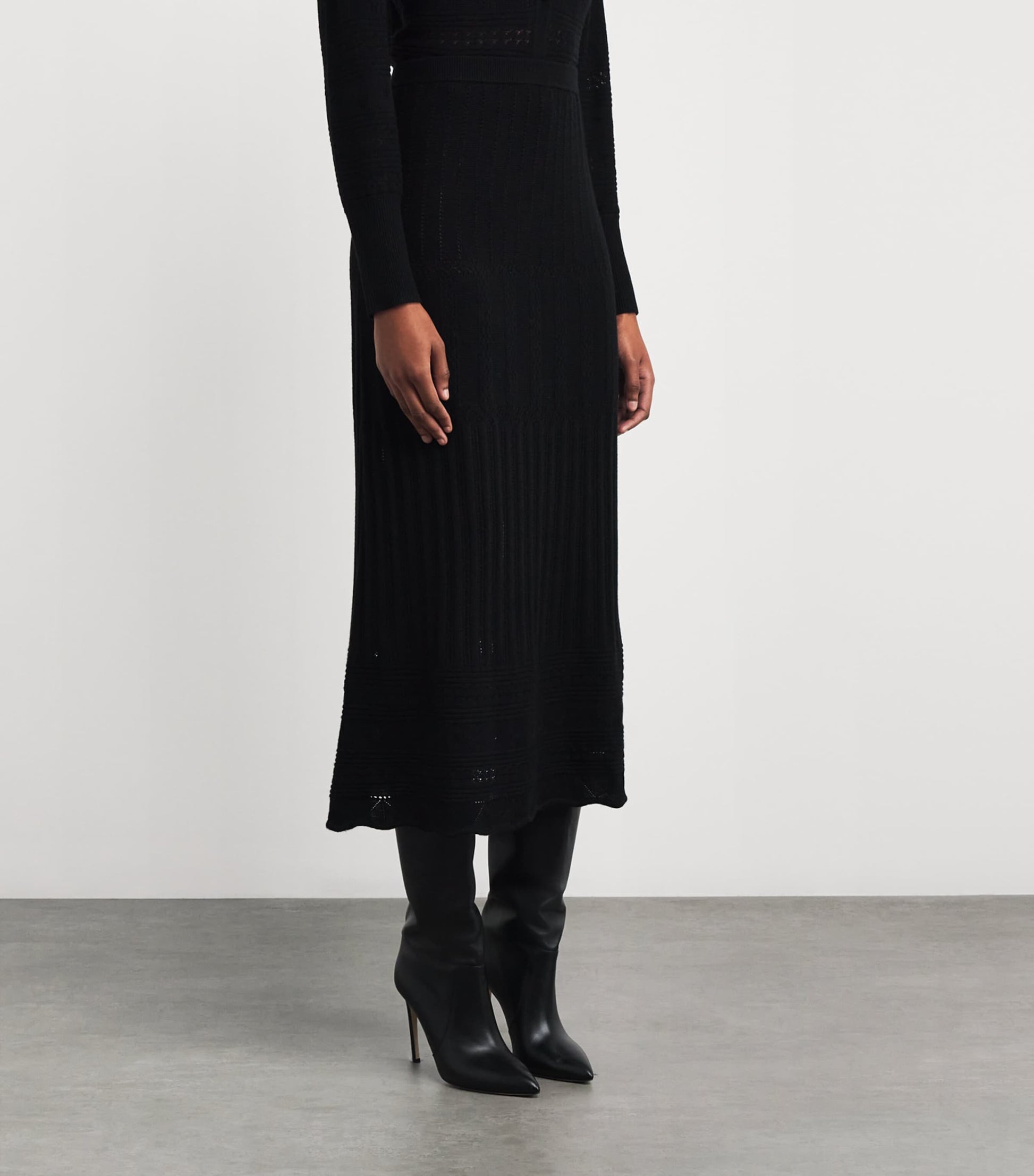 Eres Black Wool-Cashmere Rythmée Maxi Skirt