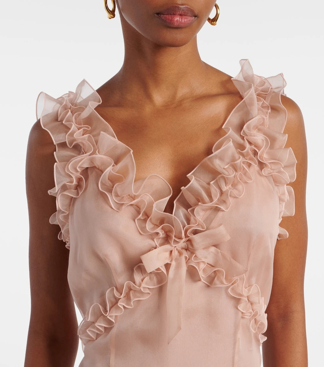 Alessandra Rich - Ruffled silk organza slip dress