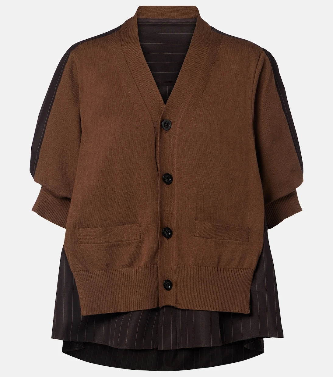Sacai - سترة كارديجان مخططة من القطن