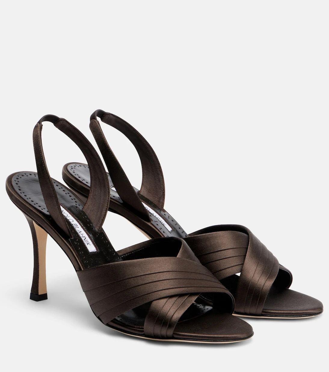Manolo Blahnik - Viera satin slingback sandals
