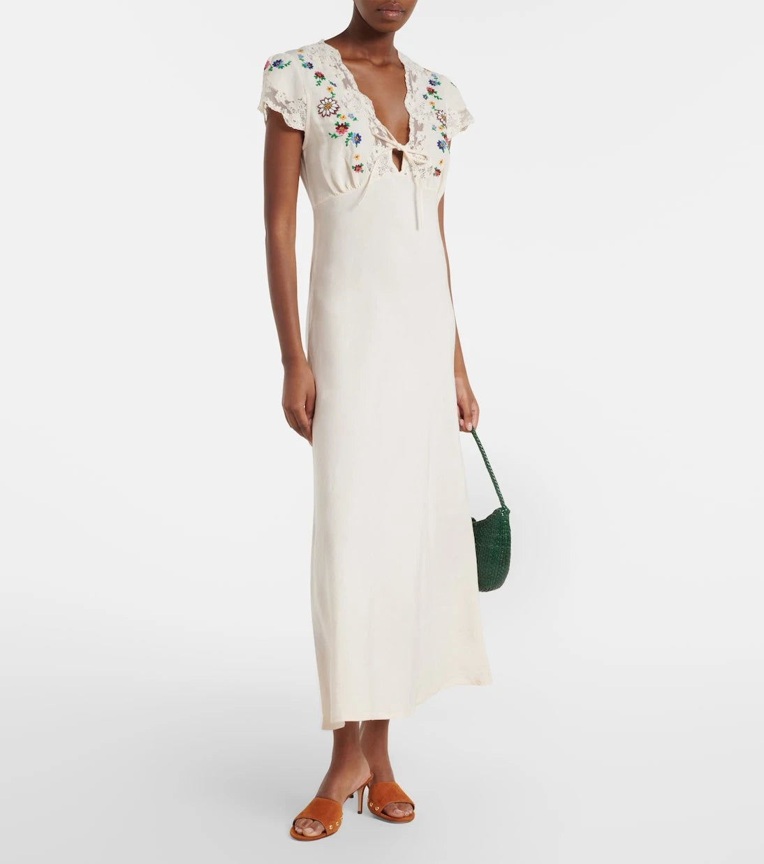 Rixo - Amari embroidered linen-blend midi dress