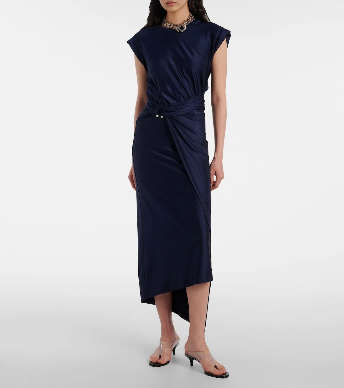 Rabanne - Draped jersey maxi dress