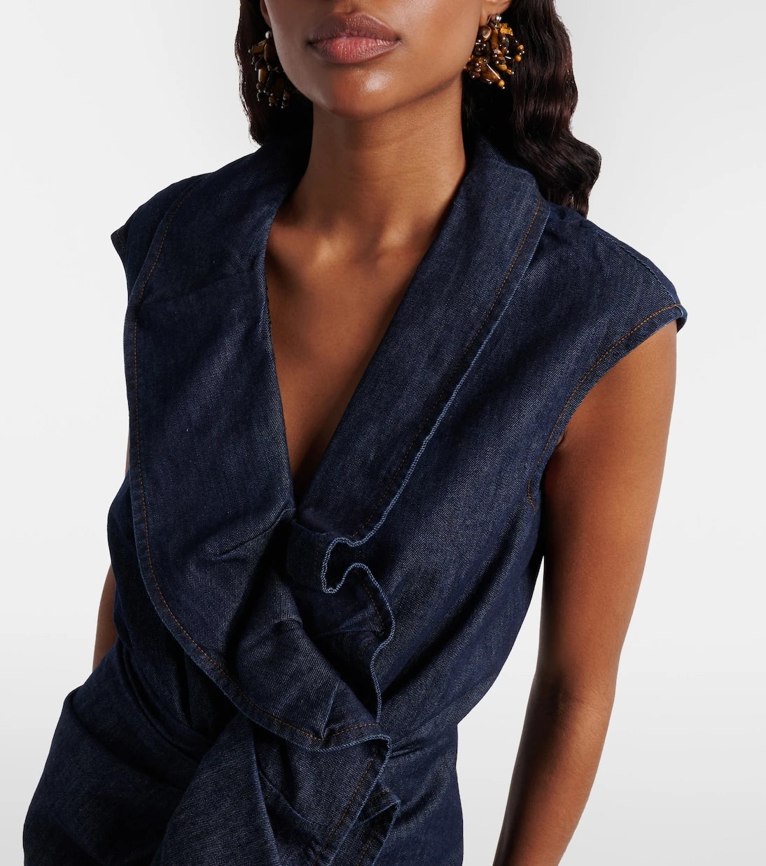 Dries Van Noten - Ruffled denim midi dress