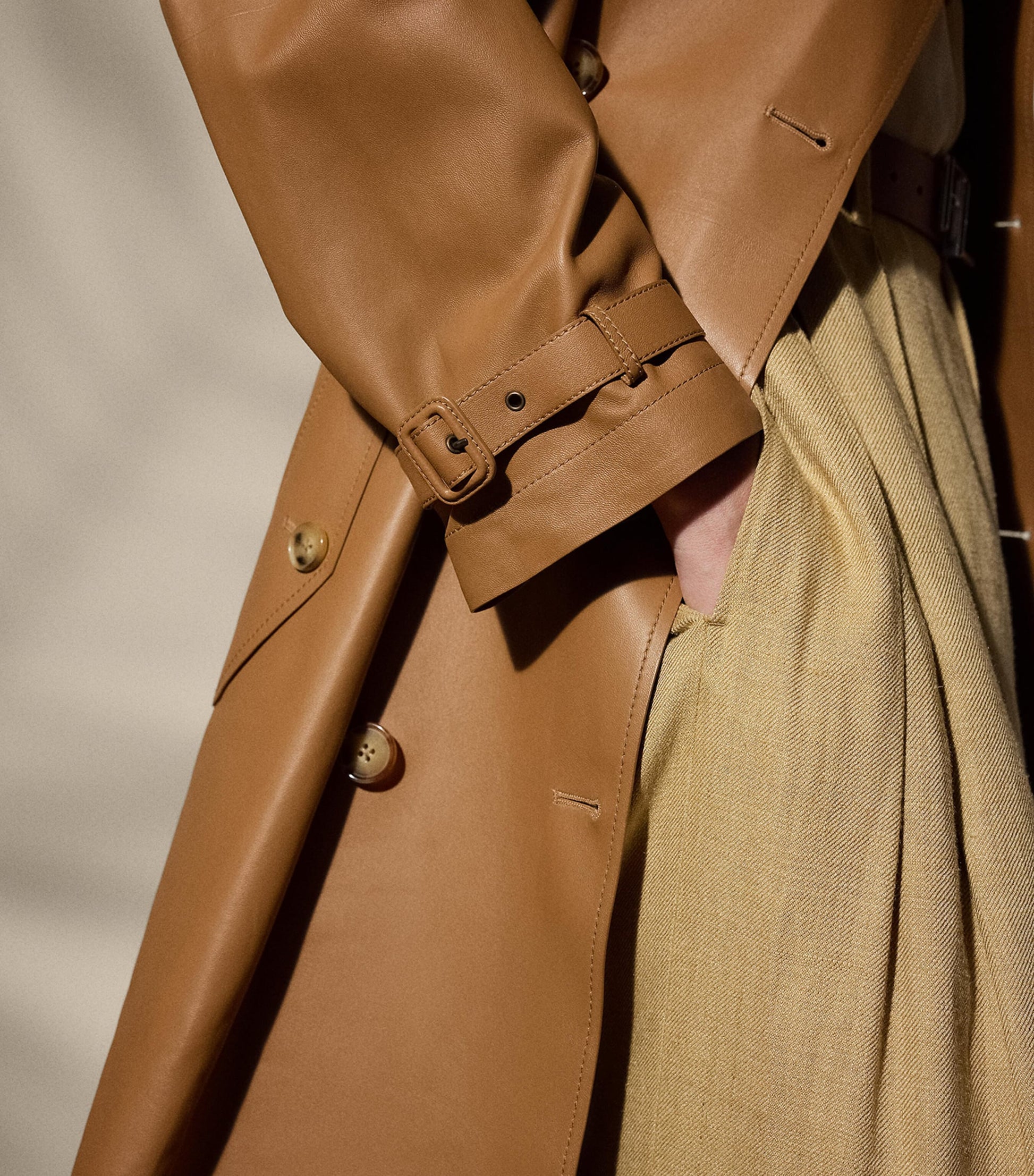 Brown Lambskin Niles Trench Coat