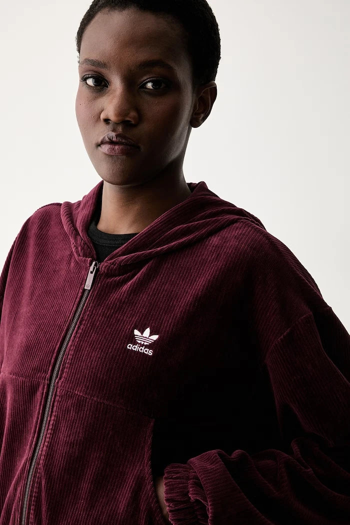 adidas Originals kadın denim fermuarlı kapüşonlu sweatshirt