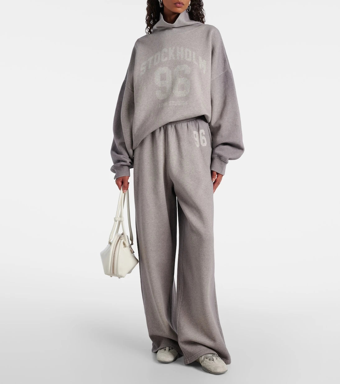 Acne Studios - بنطلون رياضي Felin من القطن الفليس بشعار العلامة