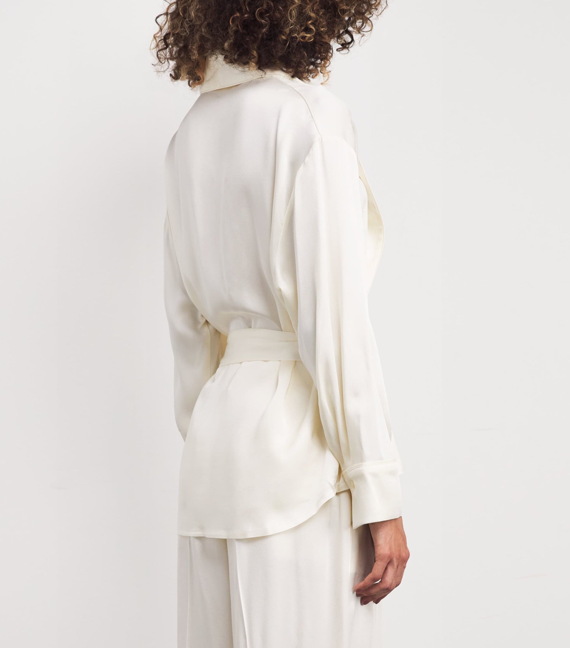 Victoria Beckham Ivory Satin Wrap Blouse