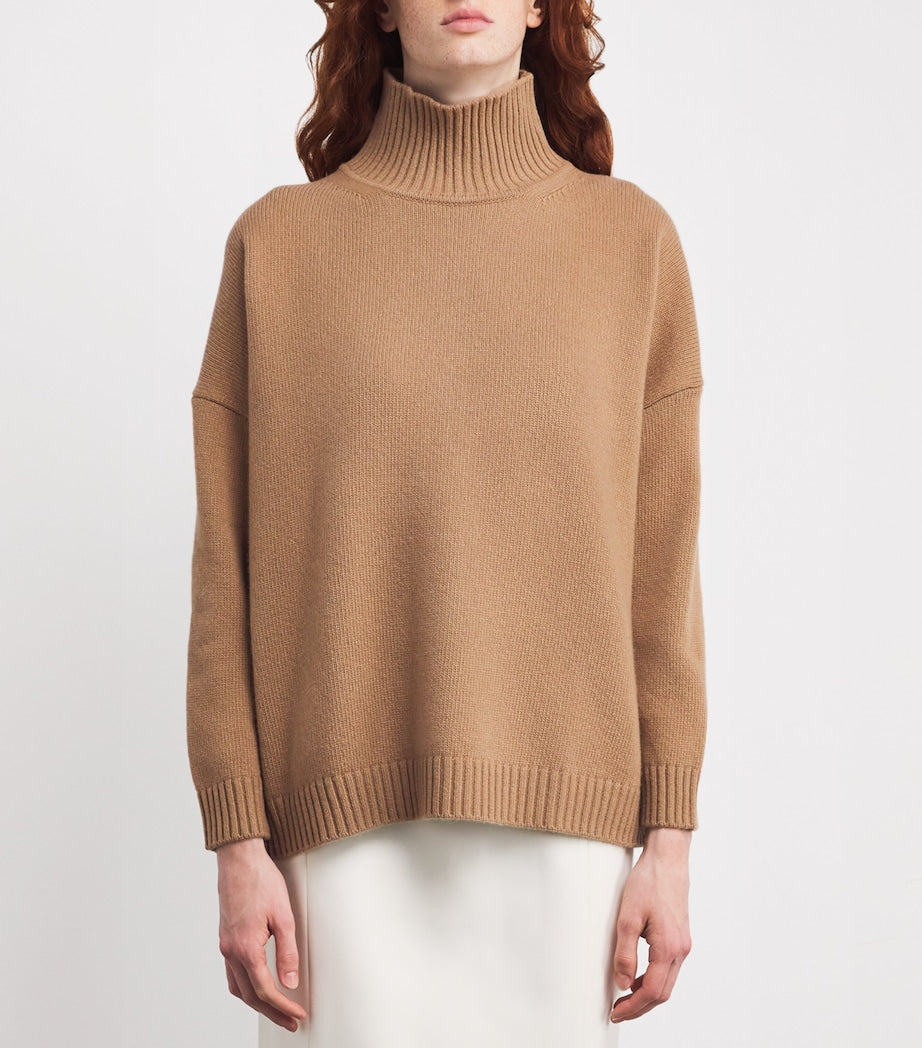Weekend Max Mara Beige Virgin Wool High-Neck Sweater