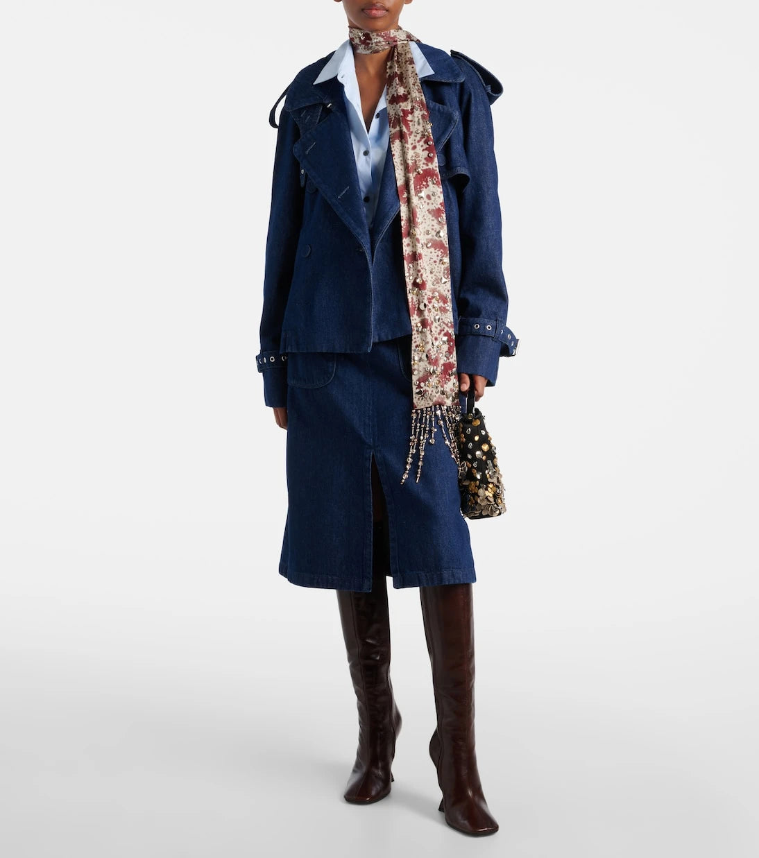 Dries Van Noten - Denim midi skirt