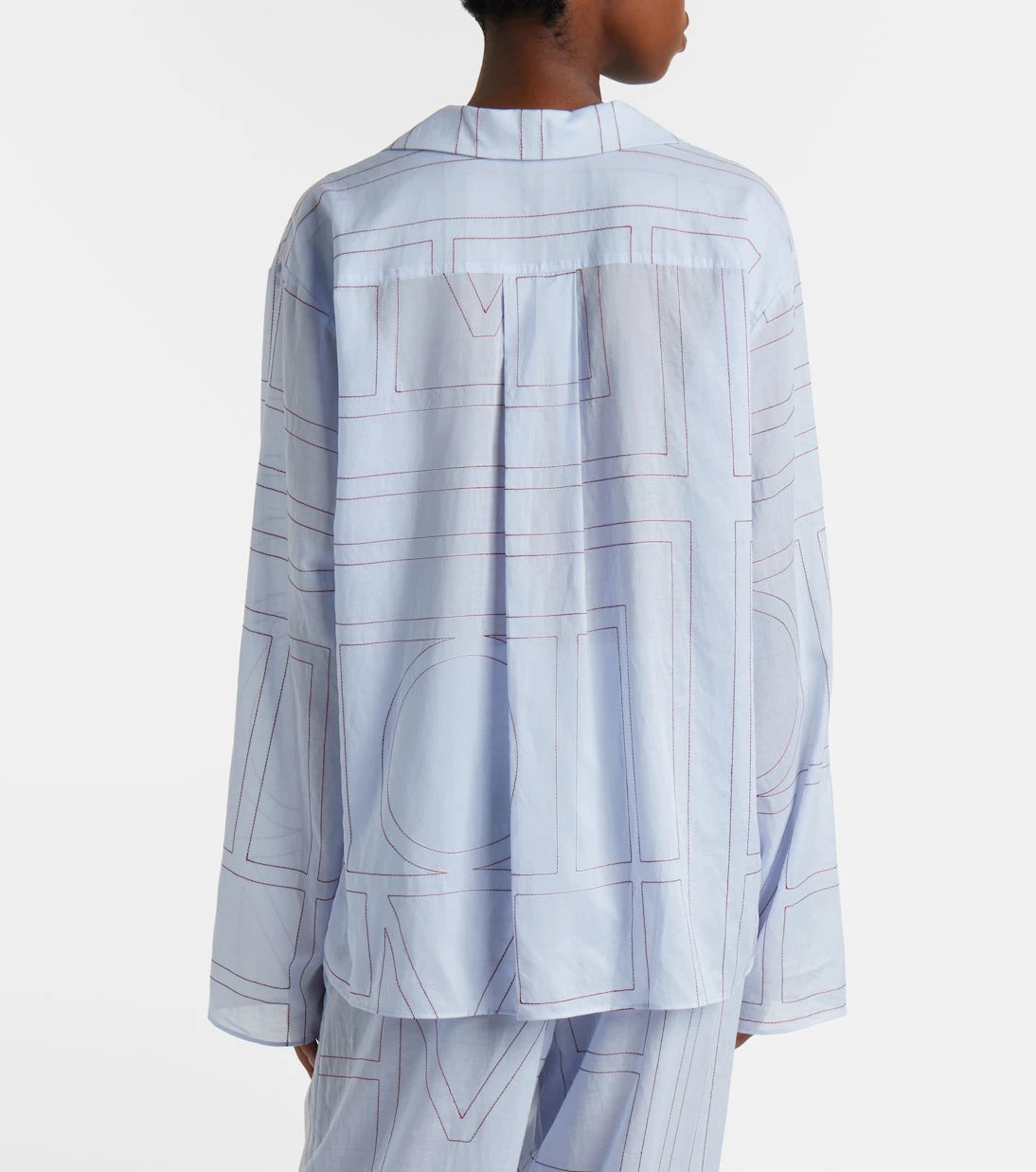Toteme - Embroidered cotton-blend poplin pajama shirt