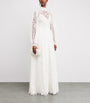 White Tulle Embroidered High-Neck Gown