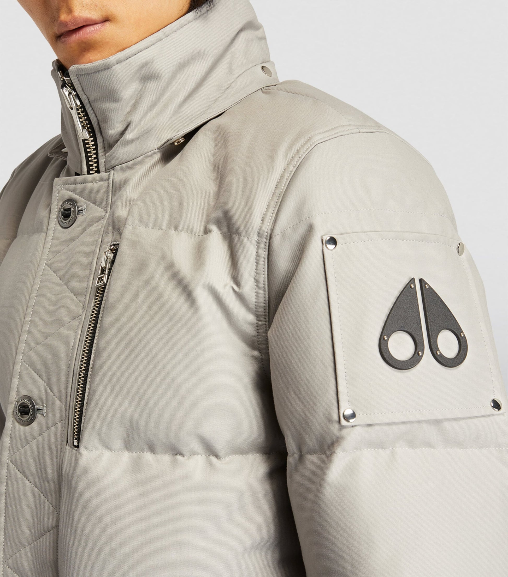 Moose Knuckles Grey Shearling-Trim 3Q Jacket