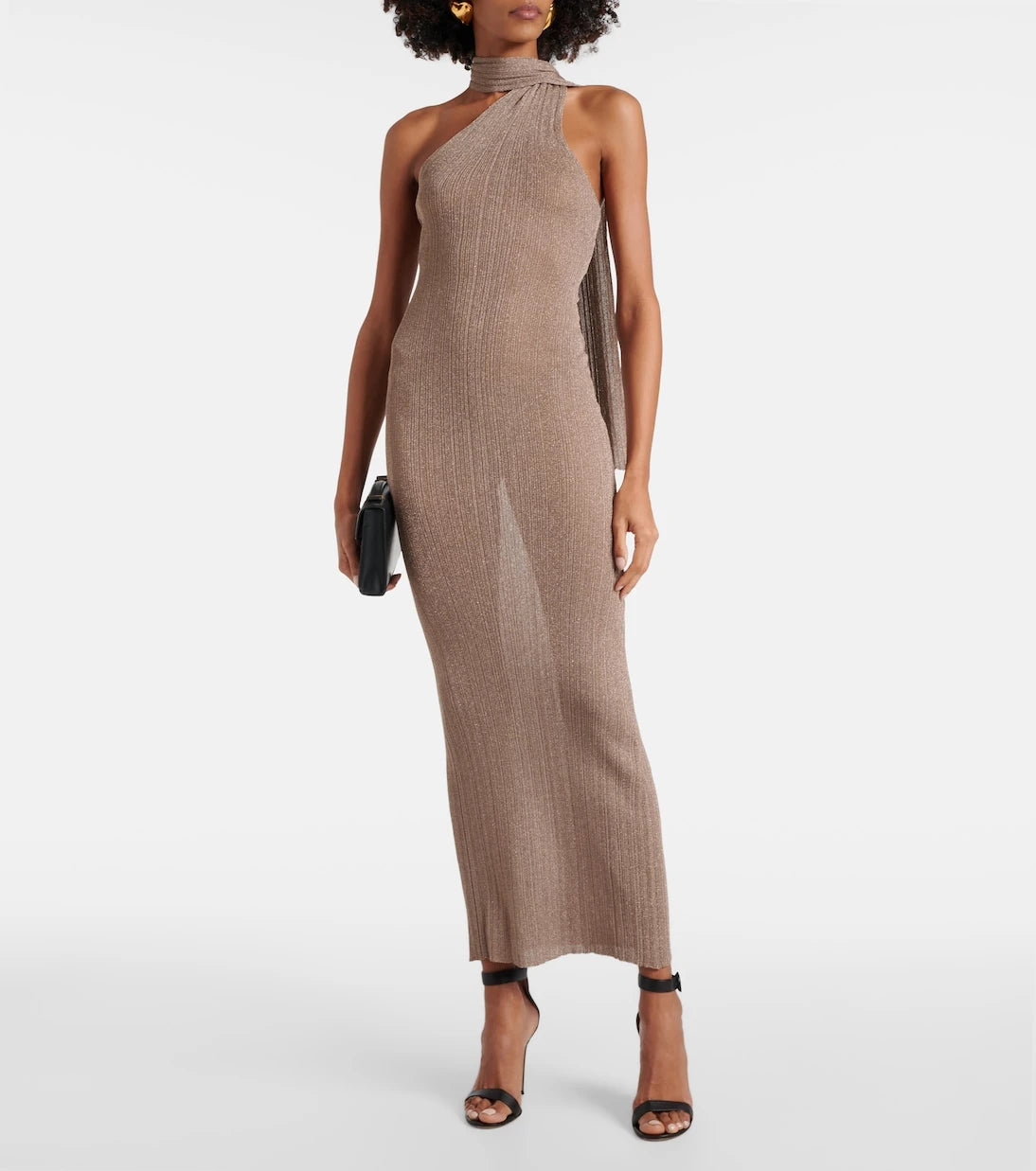 Aya Muse - Scarf-detail lamé maxi dress