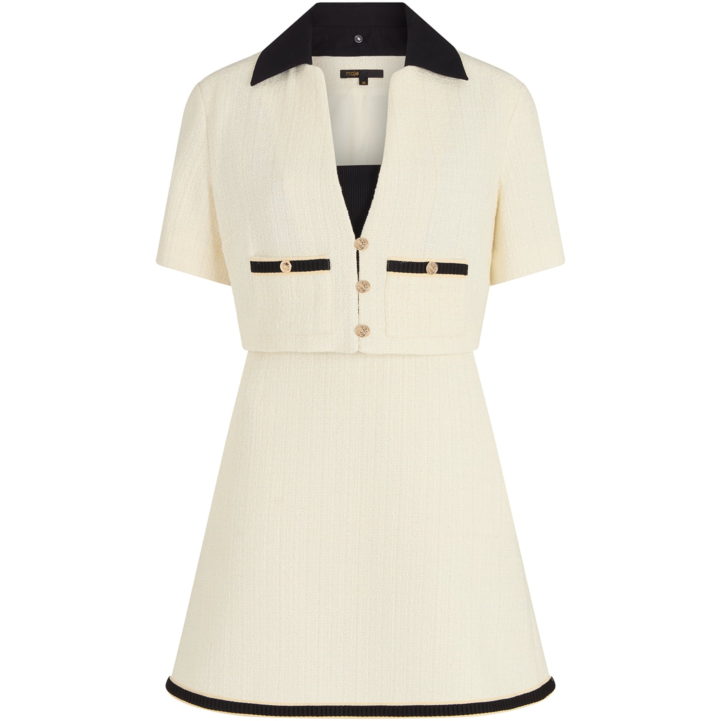 White Tweed-Effect Jacket and Mini Dress Set