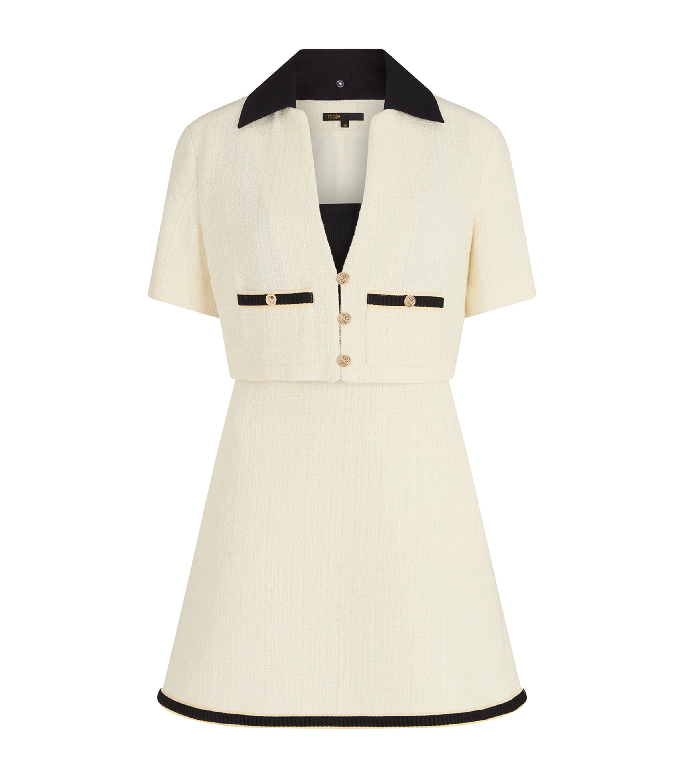 White Tweed-Effect Jacket and Mini Dress Set