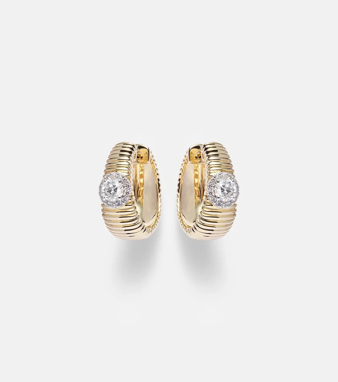Stone and Strand - Disco 14kt gold huggies with diamonds