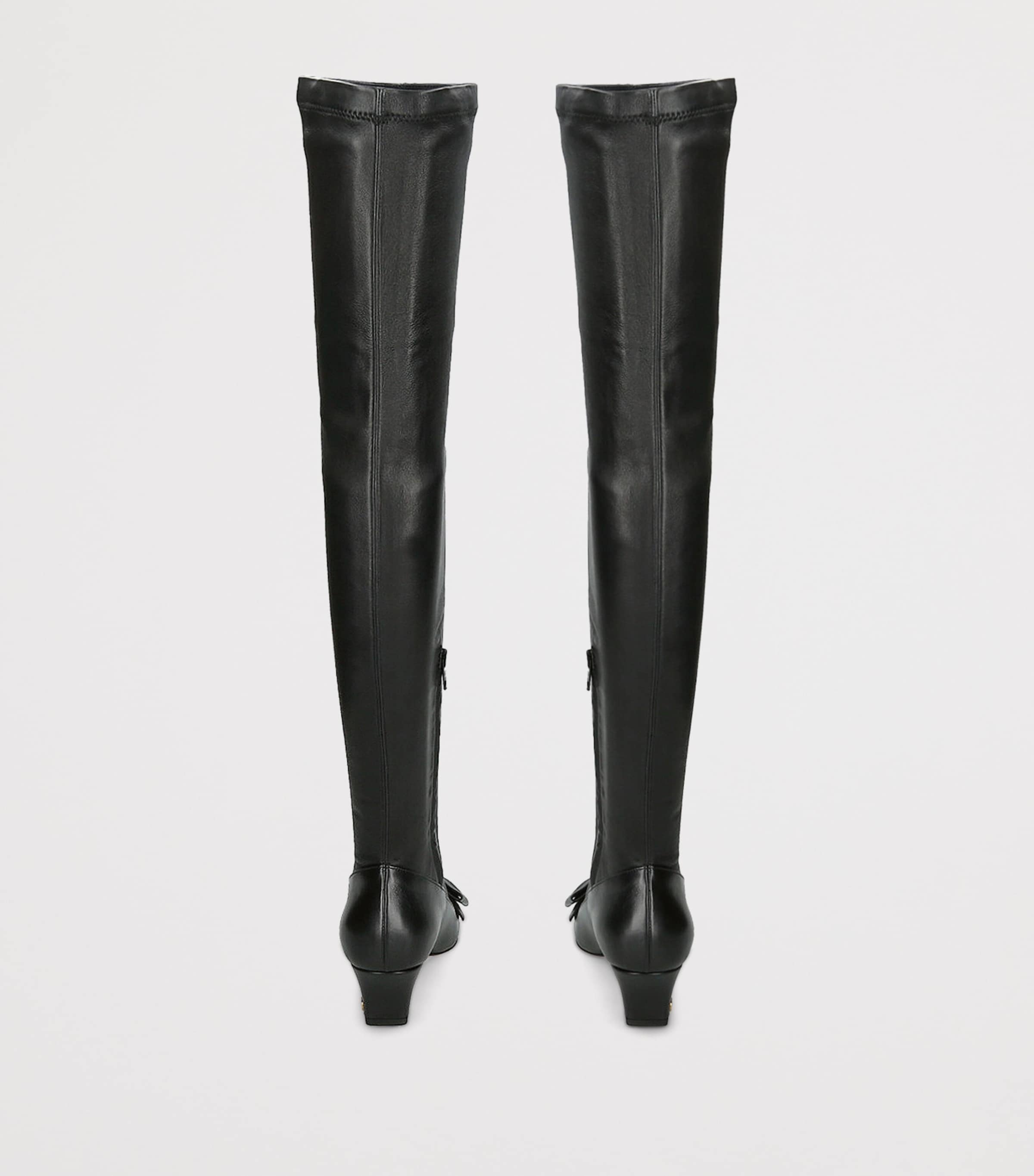 Valentino Garavani Black Leather Bowow Over-The-Knee Boots 45