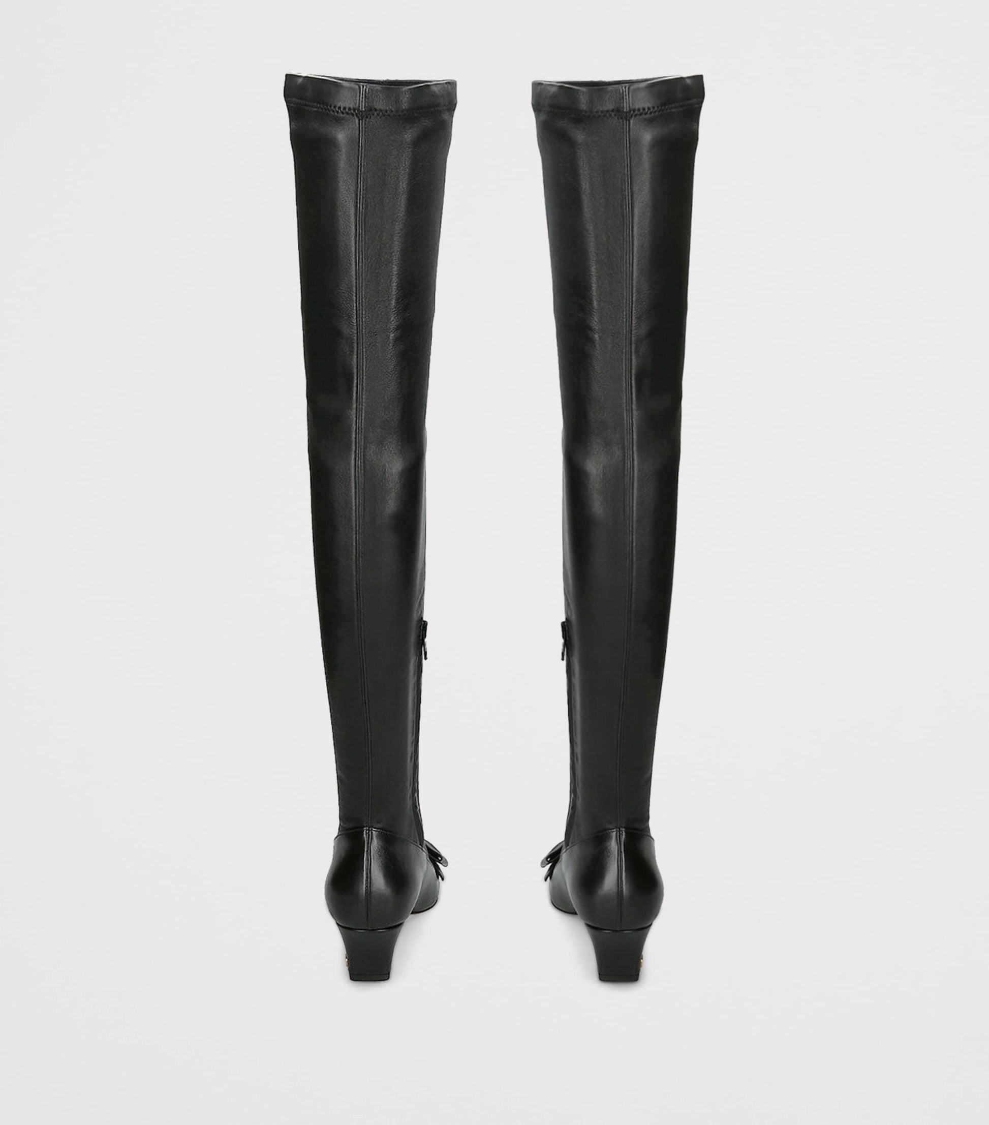 Valentino Garavani Black Leather Bowow Over-The-Knee Boots 45