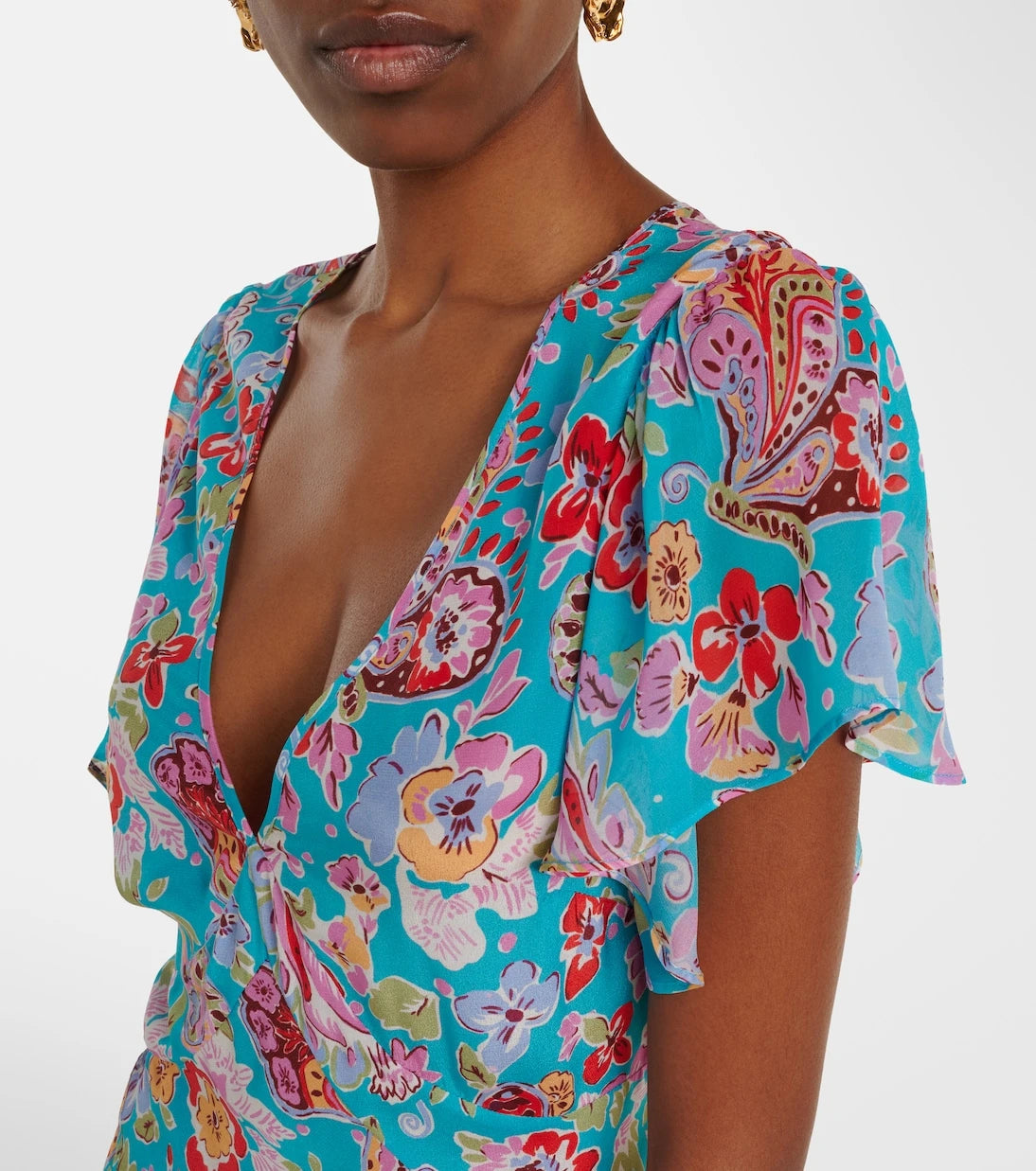 Rixo - Evie silk crêpe de chine midi dress