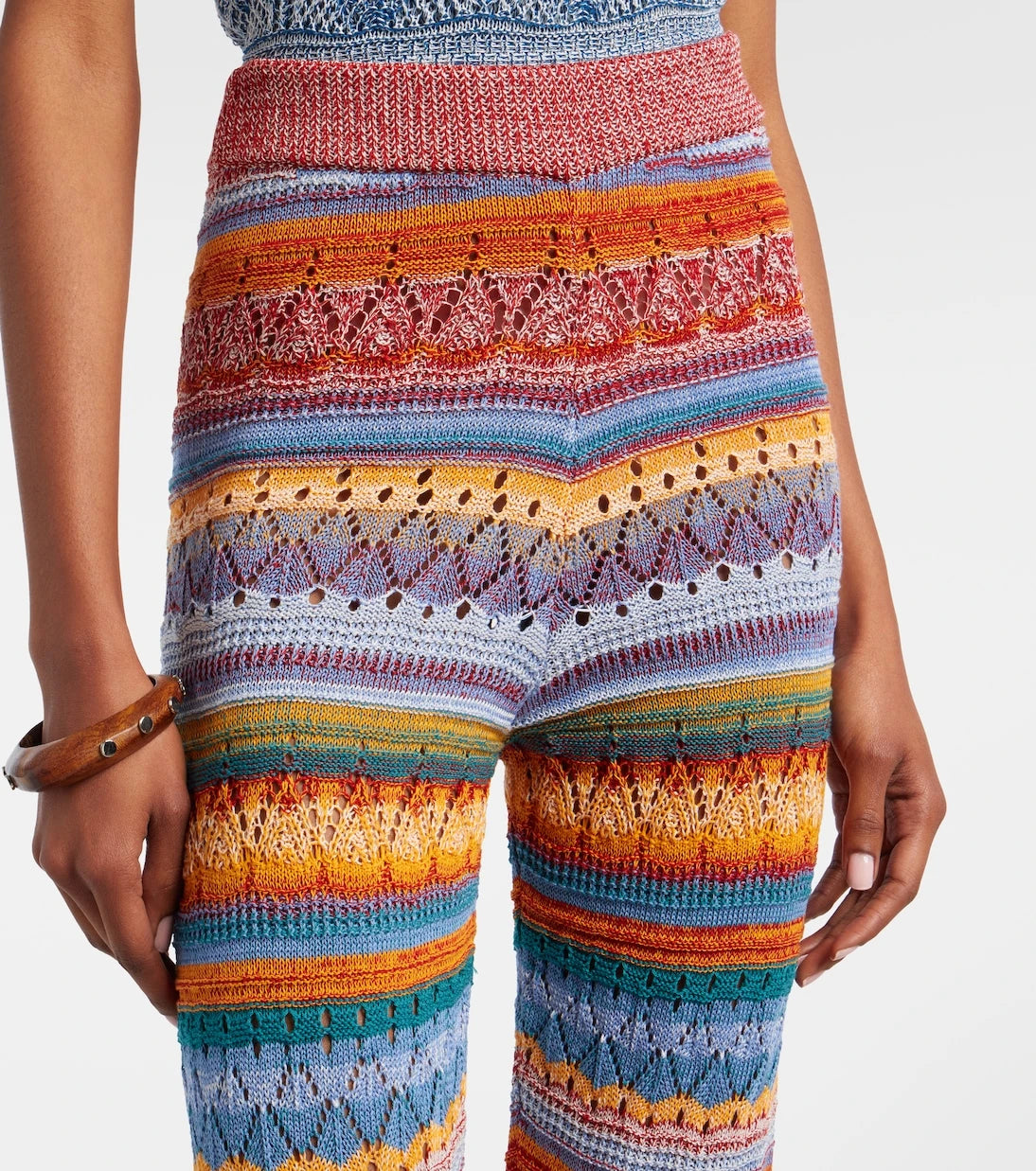 Etro - Crochet striped cotton flared pants