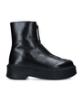 The Row Black Zipped Leather Ankle Boots 50