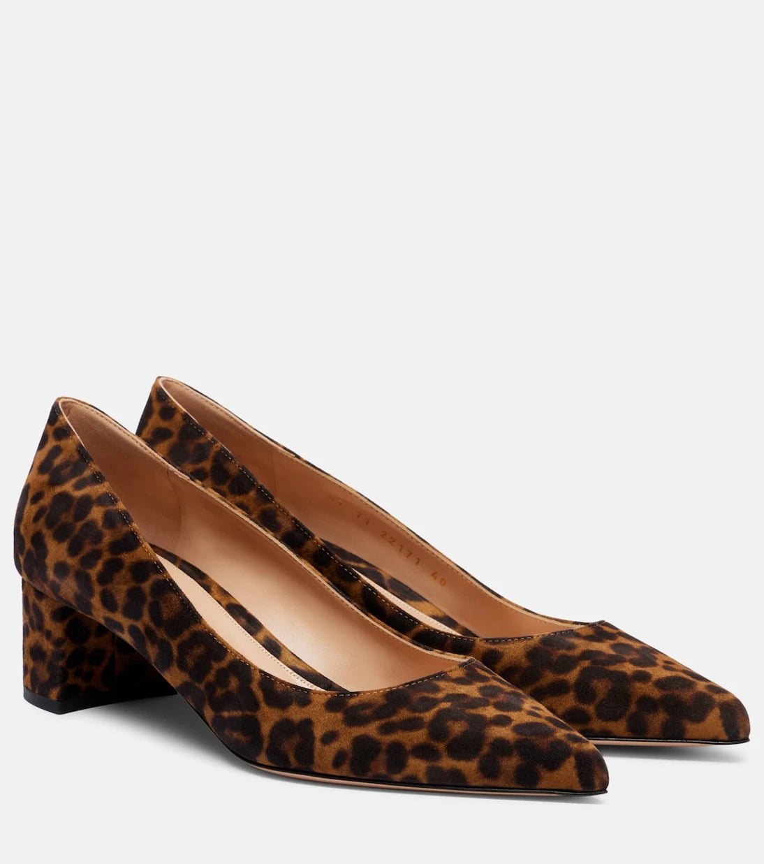 Gianvito Rossi - Piper 45 leopar desenli süet topuklu ayakkabı