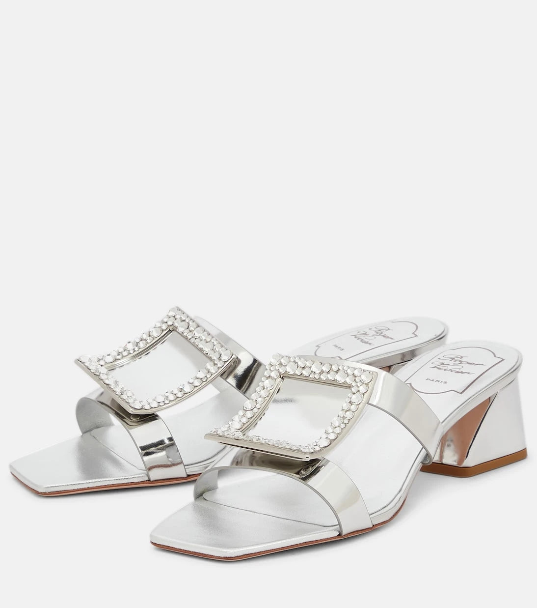 Roger Vivier - صندل بيكيفيف 45 من الجلد الميتاليك