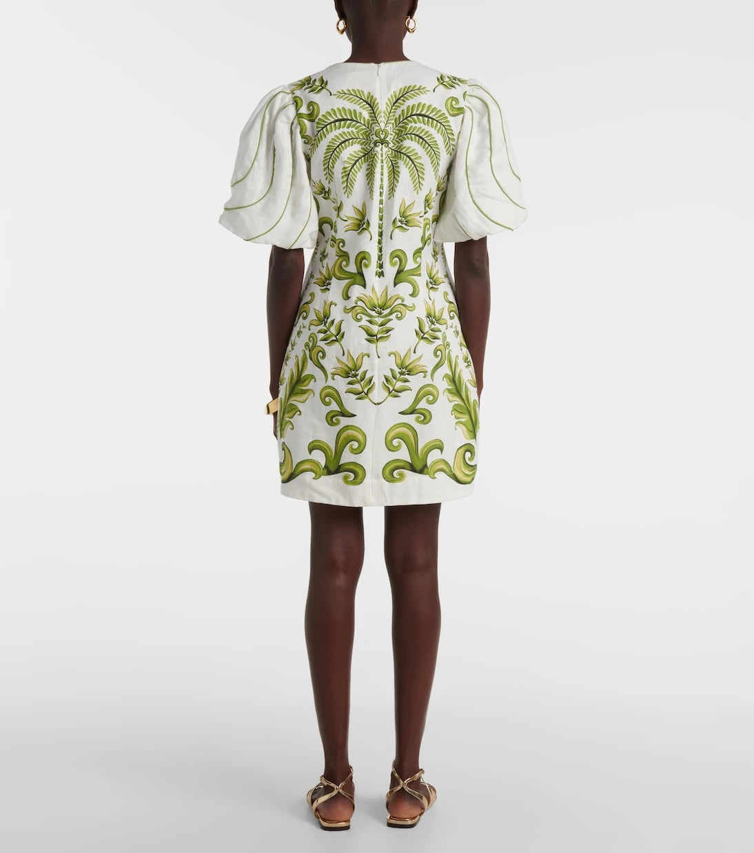 Farm Rio - Milani Off-White printed linen minidress