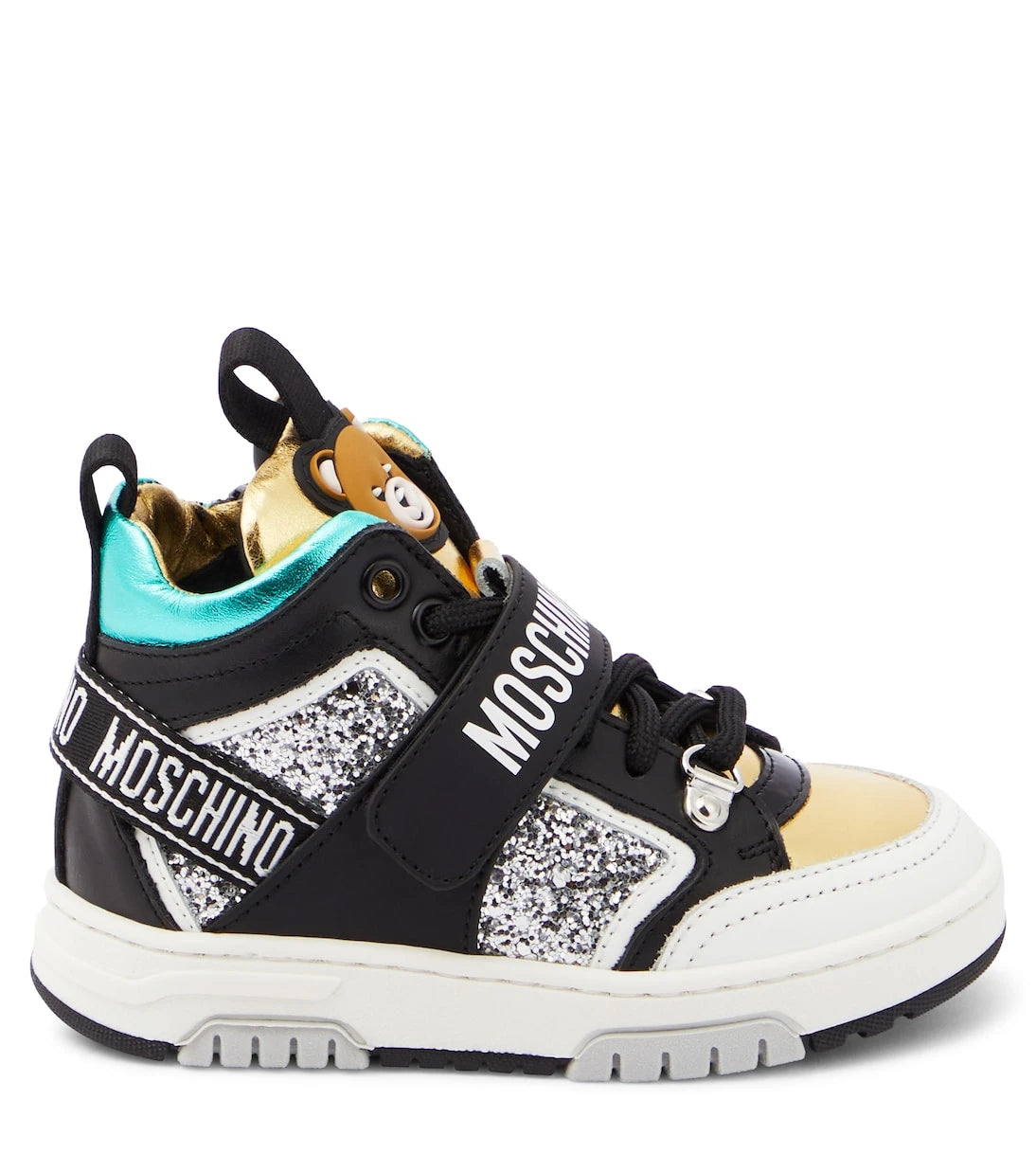 Moschino Kids - Logo leather high-top sneakers