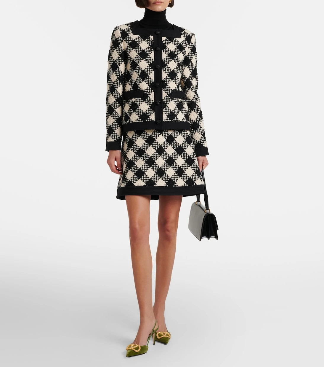 Valentino - Checked ruffled tweed jacket