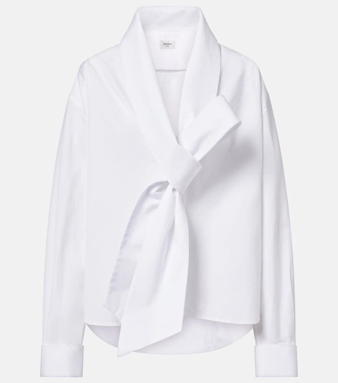Saint Laurent - Bow-detail cotton poplin blouse