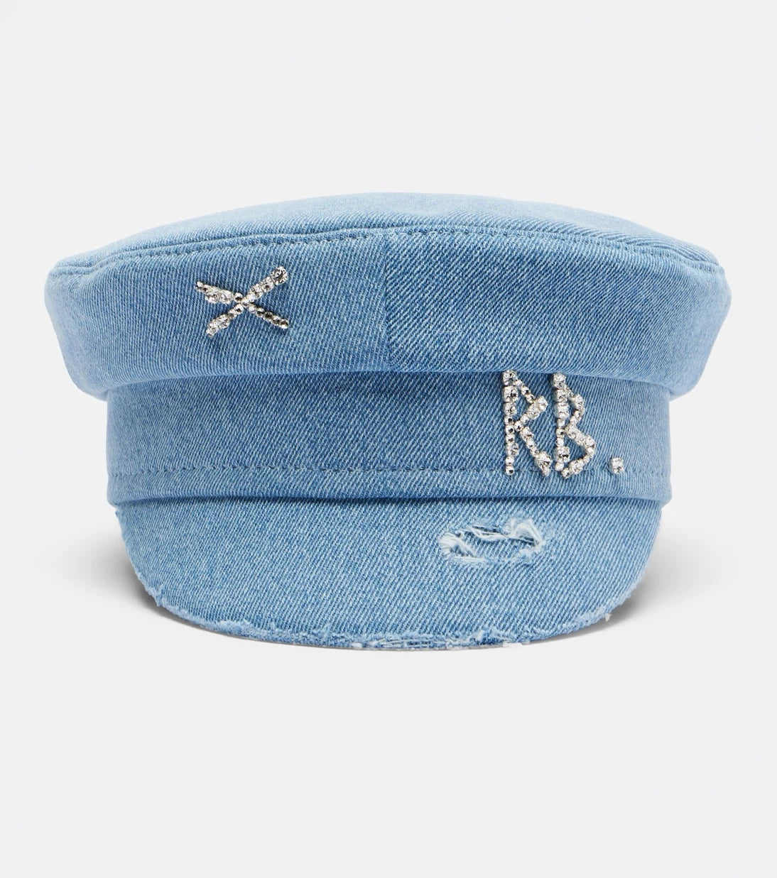 Ruslan Baginskiy - Embellished distressed denim newsboy hat