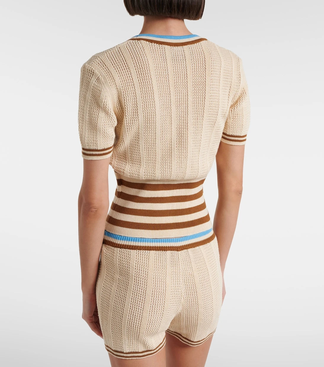 Valentino - Open-knit striped cotton cardigan